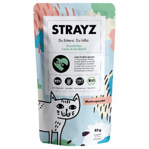 12x85g STRAYZ BIO Bio lazac & bio brokkoli tasakos nedves macskaeledel
