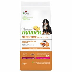 12kg Natural Trainer Sensitive No Gluten Puppy & Junior lazac száraz kutyatáp