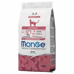 1,5kg Monge Monoprotein Sterilized marha száraz macskatáp