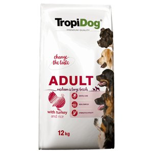 12kg Tropidog Premium Adult Medium/Large pulyka & rizs száraz kutyatáp
