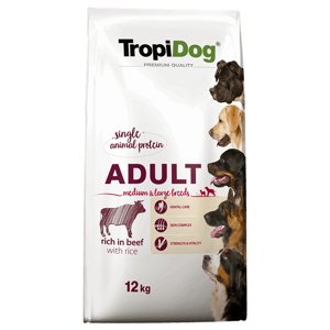 12kg Tropidog Premium Adult Medium/Large marha & rizs száraz kutyatáp