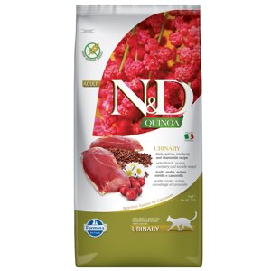 2x 5kg N&D Quinoa Urinary Duck, Quinoa, Cranberry & Chamomile Adult Farmina Száraz macskatáp