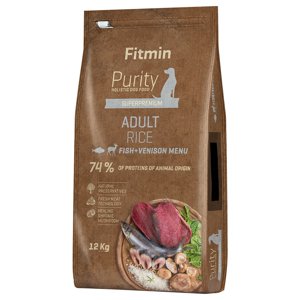 12kg Fitmin Purity Adult rizs, hal & szarvas száraz kutyatáp