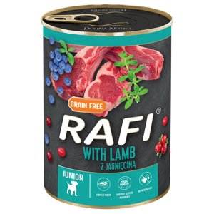 24x400g Rafi Junior Bárány, fekete- & vörös áfonya pástétom nedves kutyatáp