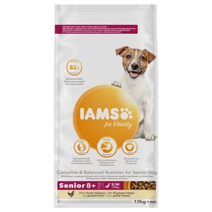 12kg IAMS for Vitality Senior & Mature Small Medium csirke száraz kutyatáp 10% árengedménnyel