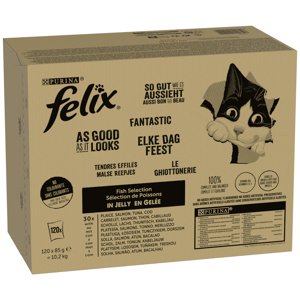 120x85g Felix Fantastic 2. halválogatás nedves macskatáp 10% kedvezménnyel