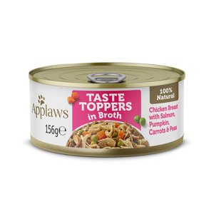 6x156g Taste Toppers csirke lazaccal, sütőtökkel táplálékkiegészítő kutyáknak akciósan