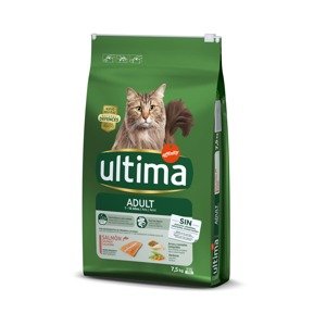 2x7,5kg Ultima Cat Adult lazac & rizs száraz macskatáp 10% kedvezménnyel