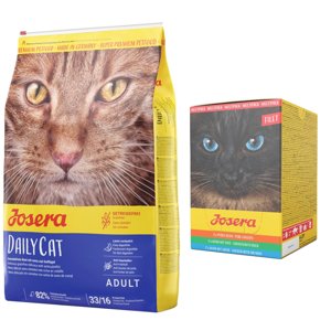 10kg Josera DailyCat gabonamentes száraz macskatáp+6x70g Josera Filet nedvestáp 3 változattal ingyen