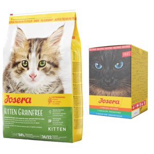 10kg Josera Kitten gabonamentes száraz macskatáp+6x70g Josera Filet nedvestáp 3 változattal ingyen