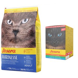 10kg Josera Marinesse gabonamentes száraz macskatáp+6x70g Josera Filet nedvestáp 3 változattal ingyen