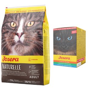 10kg Josera Naturelle gabonamentes száraz macskatáp+6x70g Josera Filet nedvestáp 3 változattal ingyen