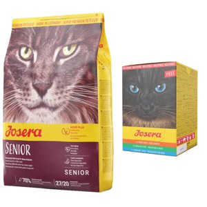 10kg Josera Senior száraz macskatáp+6x70g Josera Filet nedvestáp 3 változattal ingyen