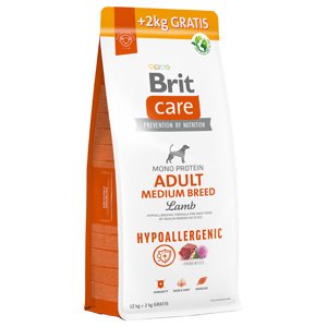 14kg Brit Care száraz kutyatáp 12 kg + 2 kg ingyen! - Hypoallergenic Adult Medium Breed Lamb & Rice
