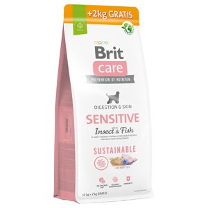 14kg Brit Care száraz kutyatáp 12 kg + 2 kg ingyen!  - Sustainable Sensitive Fish & Insect