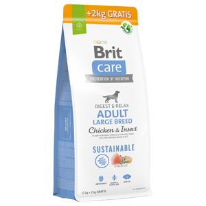 14kg Brit Care száraz kutyatáp 12 kg + 2 kg ingyen!  - Sustainable Adult Large Breed Chicken & Insect