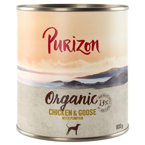 6x800 g Purizon Organic Csirke, liba & tök nedves kutyatáp 15% árengedménnyel