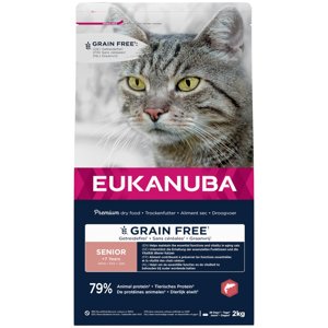 2kg Eukanuba Grain Free Senior lazac száraz macskatáp 15% kedvezménnyel