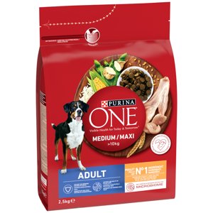 2,5kg PURINA ONE Medium/Maxi Adult csirke száraz kutyatáp
