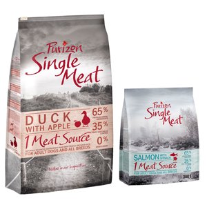 12kg Purizon Single Meat Adult kacsa & alma gabonamentes száraz kutyatáp+300g Purizon Single Meat Adult lazac & spenót száraz kutyatáp ingyen