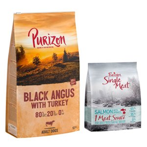 12kg Purizon Adult Black-Angus-marha & pulyka gabonamentes száraz kutyatáp+300g Purizon Single Meat Adult lazac & spenót száraz kutyatáp ingyen