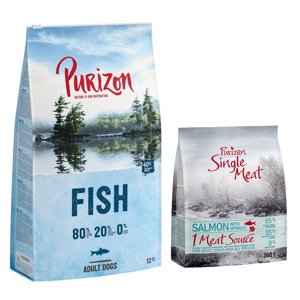 12kg Purizon Adult hal gabonamentes száraz kutyatáp+300g Purizon Single Meat Adult lazac & spenót száraz kutyatáp ingyen