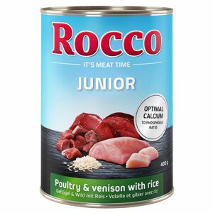 6x400 g Rocco Junior Szárnyas & vad & rizs + kalcium nedves kutyatáp 10% árengedménnyel