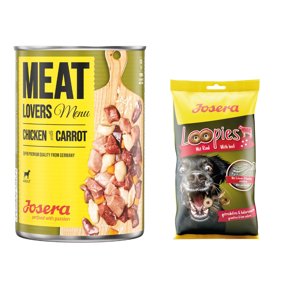 6x800g Josera Meatlovers Menü csirke & sárgarépa nedves kutyatáp+150g Loopies marha snack ingyen