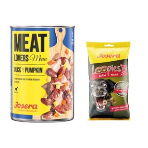 6x800g Josera Meatlovers Menü kacsa & tök nedves kutyatáp+150g Loopies marha snack ingyen