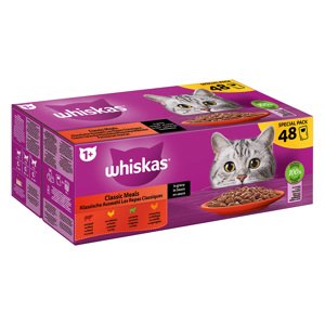 96x85g Whiskas 1+ Klasszikus válogatás szószban nedves macskatáp 70+26 ingyen