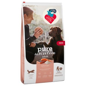 14kg MERA pure sensitive Adult Lazac & rizs száraz kutyatáp 12,5kg+1,5kg ingyen akcióban