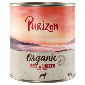 6x800g Purizon Organic marha, csirke & sárgarépa nedves kutyatáp 5+1 ingyen akcióban