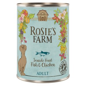 6x400g 5 + 1 ingyen! Rosie's Farm nedves kutyatáp - Hal & csirke