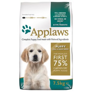 7,5kg Applaws Puppy Small & Medium Breed csirke száraz kutyatáp 5+2,5 kg ingyen