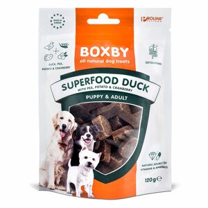 120g Boxby Superfood Snacks kacsával, borsóval és áfonyával kutyáknak10% kedvezménnyel