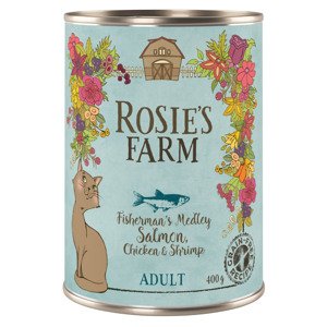 12x400g Rosie's Farm Adult Lazac, csirke & garnéla nedves macskatáp 15% árengedménnyel