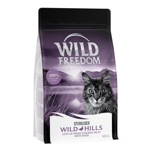 4x400g Wild Freedom Adult "Wild Hills" Sterilised kacsa száraz macskatáp 3+1 ingyen