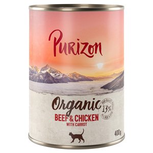 24x400g Purizon Organic marha, csirke & sárgarépa nedves macskatáp rendkívüli árengedménnyel