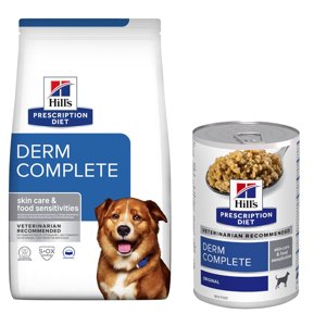 Hill's Prescription Diet Metabolic Weight Management csirke kutyatáp -  Canine Derm Complete rizs & tojás kutyatáp