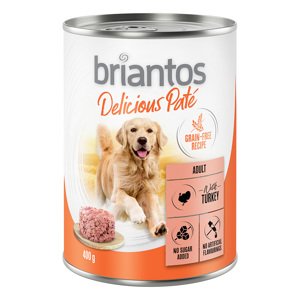 24x400g Briantos Delicious Paté Hal & borsó nedves kutyatáp 20+4 ingyen akcióban