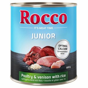 6x800g Rocco Junior Szárnyas, vad & rizs nedves kutyatáp