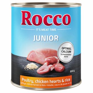 24x800g Rocco Junior Szárnyas, csirkeszív & rizs nedves kutyatáp