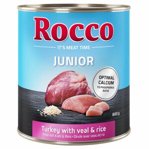 24x800g Rocco Junior nedves kutyatáp vegyesen: pulyka & borjúszív + csirkeszív