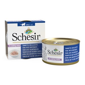 24x85g Schesir Natural nedves macskatáp-tonhal & apró szardella & rizs