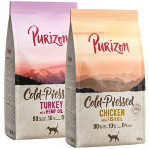 2x400g Purizon száraz macskatáp vegyes próbacsomagban-Coldpressed: csirke & halolaj & pulyka & kenderolaj