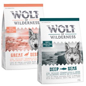 2x1kg Wolf of Wilderness vegyes száraztáp próbacsomag kutyáknak - "Classic": hering, pulyka  (2 x 1 kg)