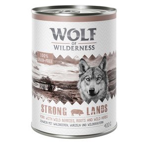 6x400g Wolf of Wilderness Adult nedves kutyatáp-Strong Lands sertés