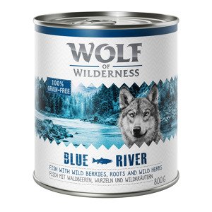 24x800g Wolf of Wilderness nedves kutyatáp- Blue River hal