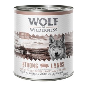 24x800g Wolf of Wilderness nedves kutyatáp- Strong Lands sertés