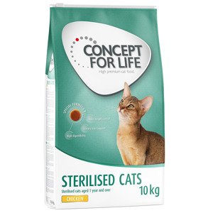 2x10kg Concept for Life Sterilised Cats csirke száraz macskatáp  javított receptúrával
